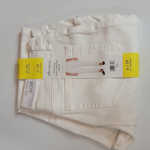 Ella Moss Women's Junior's High Rise Slim Straight Ankle 26" Inseam Jeans White - Picture 11 of 12